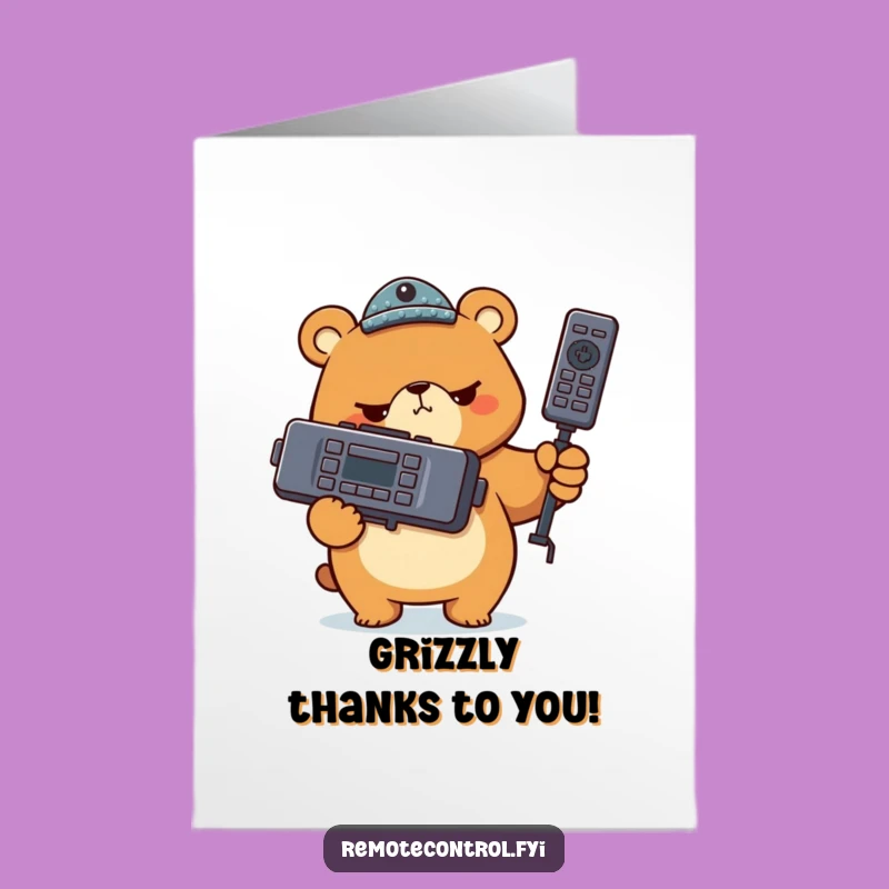 Free Printable Thank You Card: Bear Remote - Cute Funny Downloadable Gift