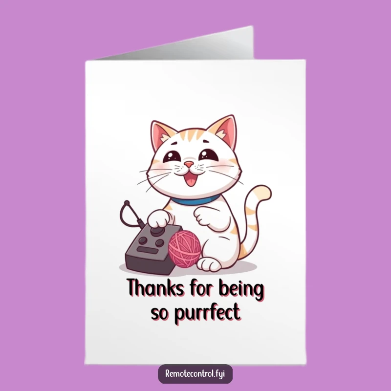 Free Printable Thank You Card: Cat Remote Yarn for Funny Downloadable Gift