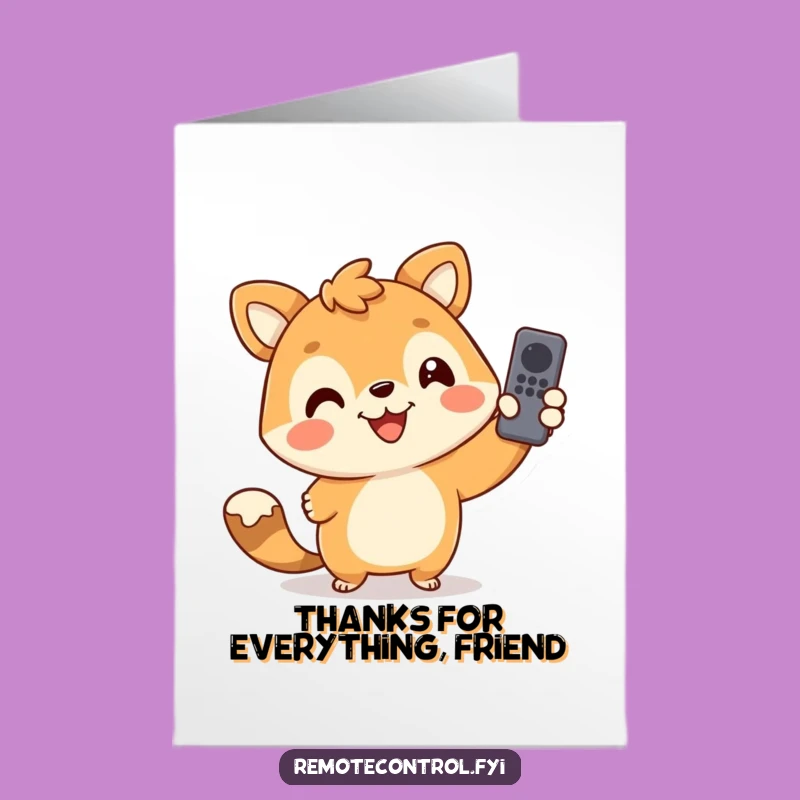 Free Printable Thank You Card: Funny Animal Remote Control - Easy Download Gift