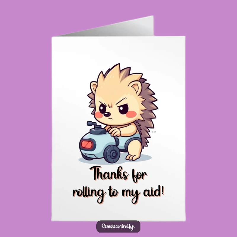 Free Printable Thank You Card: Hedgehog Robot Control, Humorous Downloadable Gift