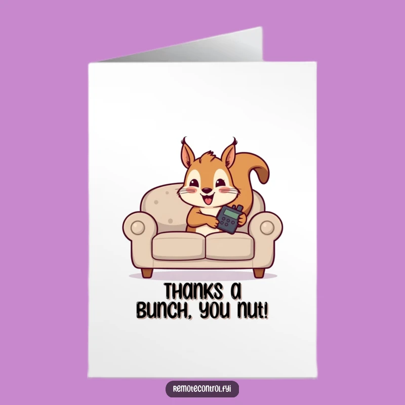 Free Printable Thank You Card: Squirrel's Remote Gesture - Humorous Downloadable Gift