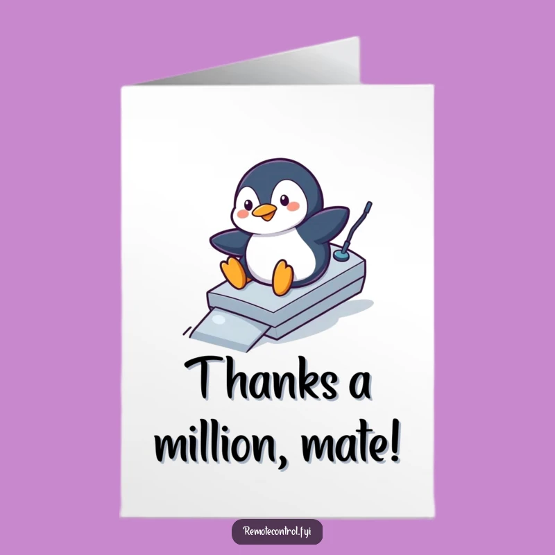 Free Printable Funny Penguin Thank You Card: Cool Thanks Downloadable Gift