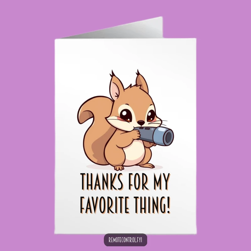 Free Printable Thank You Card: Squirrel Remote Aim, Humorous Downloadable Gift
