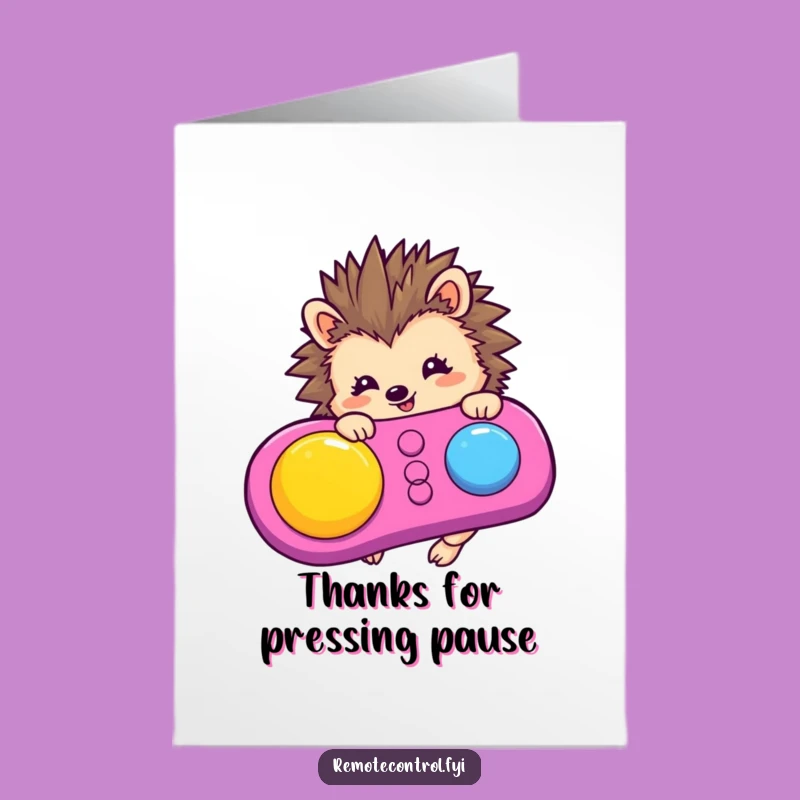 Free Printable Thank You Card: Adorable Hedgehog Button Pusher Digital Gift