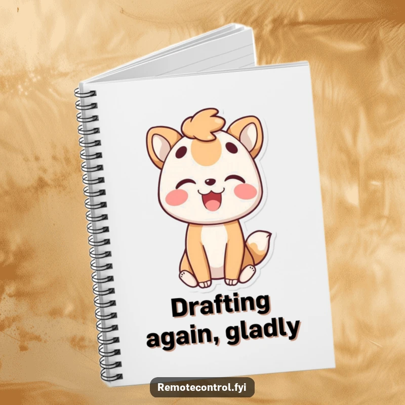 Funny notebook depicting a joyful animal character pleasedly rewinding a moment, ideal for journaling happy memories and reflections.