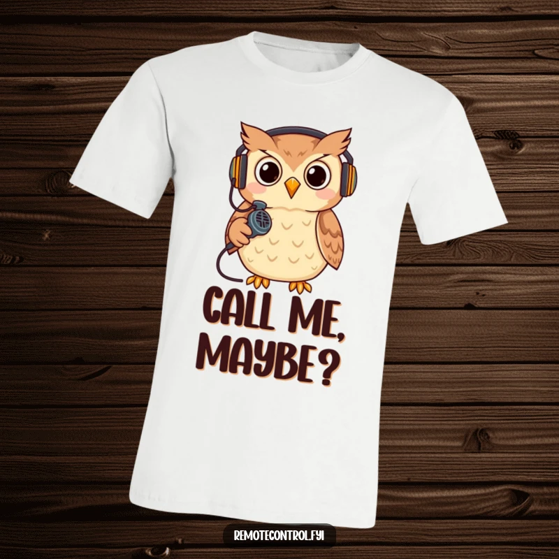 Funny owl wearing a headset, holding a remote like a microphone, gaming. Ideal funny gamer t-shirt.
