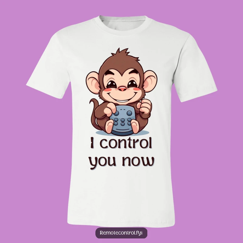 Funny Monkey Remote T-Shirt: Hilarious Grinning Prankster Tee for Playful Fun