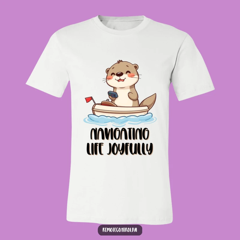 Funny Otter Remote Captain T-Shirt: Hilarious Water Toy Boat Tee