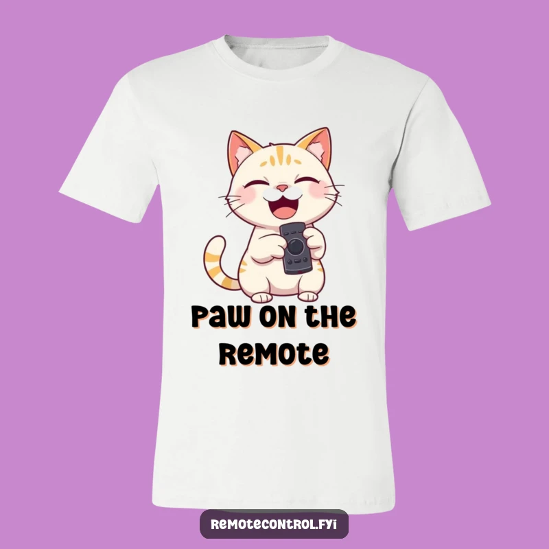 Funny Giggling Cat T-Shirt - Remote Control Master Tee - Awesome Funny Gift