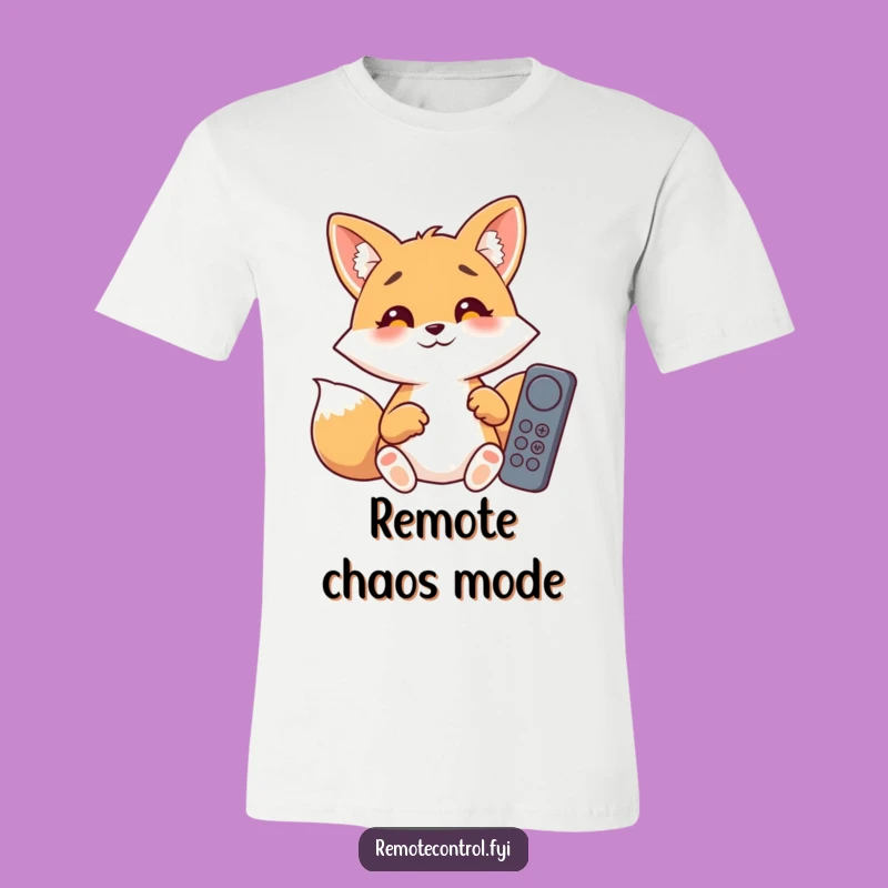 Funny Fox Fumbling Remote T-Shirt - Comical & Quirky Apparel!