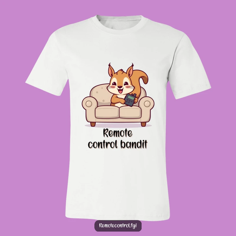 Funny Squirrel Remote Thief T-Shirt: Hilarious Gift for Couch Potatoes