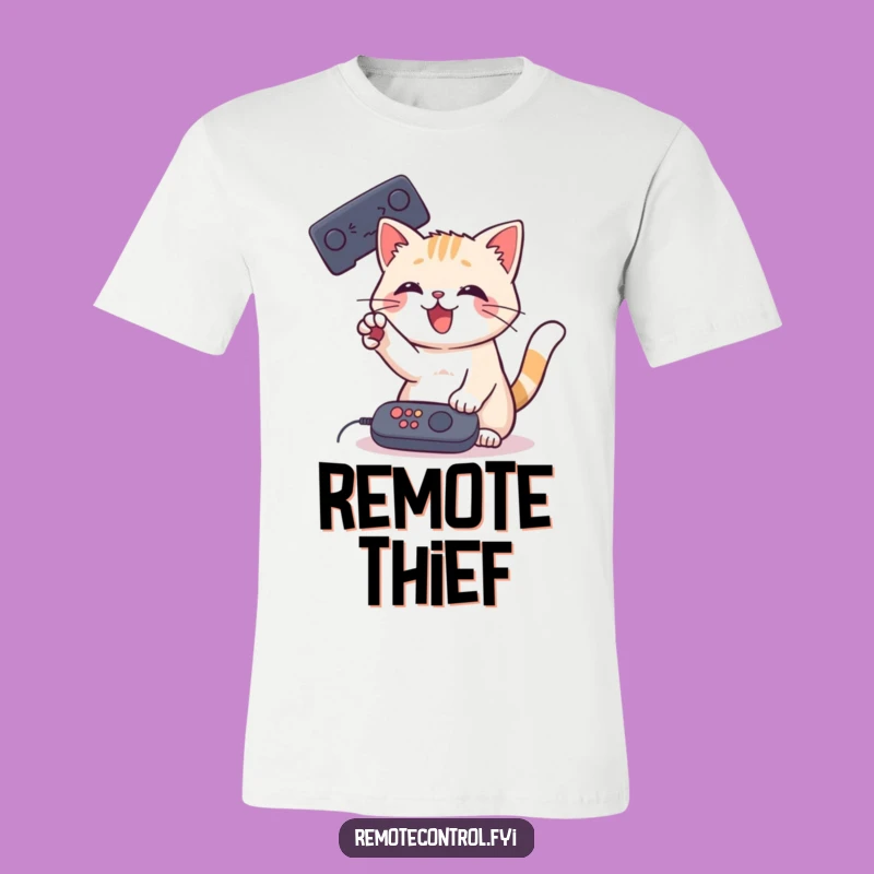 Funny Cat Remote T-Shirt: Playful Paw Graphic Tee, Ideal Funny Gift