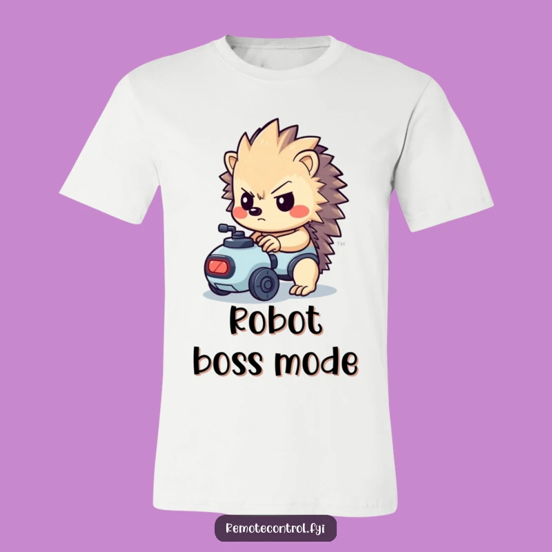Funny Hedgehog Robot T-Shirt - Determined Control Action Tee!