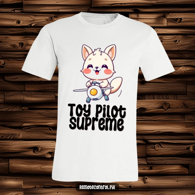 Funny t-shirt depicting a happy animal character with concentrated joy, expertly maneuvering a flying toy.