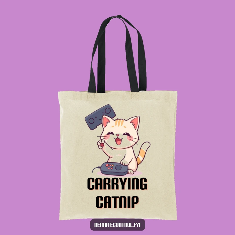 Funny Cat Remote Tote Bag: Playful Paw Carry-All, Excellent Funny Gift