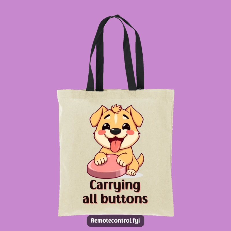 Funny Dog Button Press Tote Bag: Carry Your Enthusiasm Everywhere
