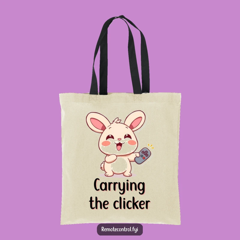 Funny Rabbit Remote Tote Bag: Giggling Enthusiast Carry-All, Excellent Funny Gift