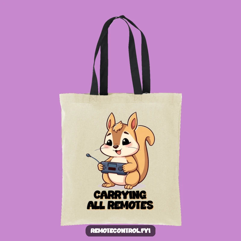 Funny Squirrel Remote Control Tote Bag: Carry Your Command Center in Style