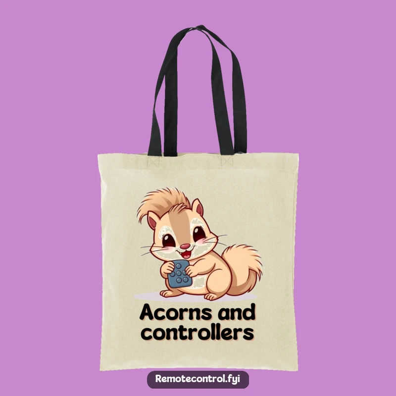 Funny Squirrel Remote Tote Bag: Giggling Companion, Tech Study Accessory Gift
