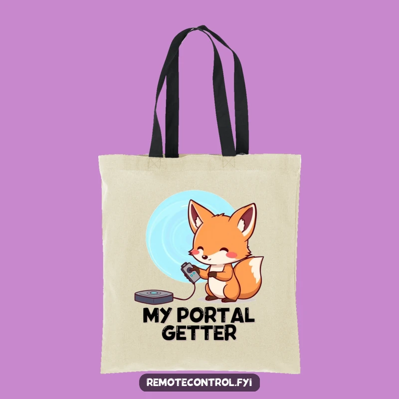 Funny Fox Portal Tote Bag: Carry Your Adventures with This Remote Design