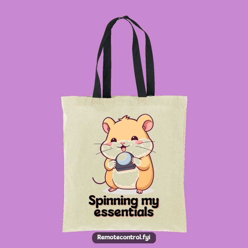 Funny Hamster Remote Tote Bag: Playful Spinner, Stylish Funny Gift for Everyday